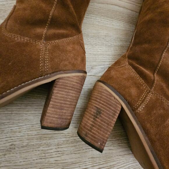 Steve Madden Orlando Palisade Chestnut Leather Knee High Boots Suede Womens 6.5 - Picture 8 of 12